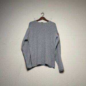 Nautica Sweater Men XXL Grey Ribbed Knit Retro Fall Gorp Cottage Grandpa Red